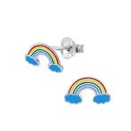 Zilveren kinderoorstekers regenboog met blauwe wolkjes, Nieuw, Ophalen of Verzenden, Oorbellen