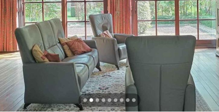 Taupe Leer Zetel 3-persoons, Huis en Inrichting, Zetels | Zetels, Zo goed als nieuw, Rechte bank, Driepersoons, 150 tot 200 cm