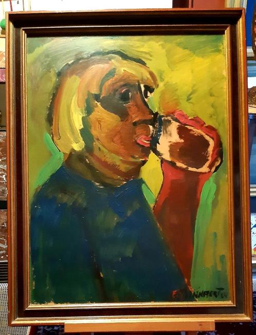Groot schilderij van Frans Minnaert, op paneel. 1964, Antiek en Kunst, Kunst | Schilderijen | Klassiek, Ophalen