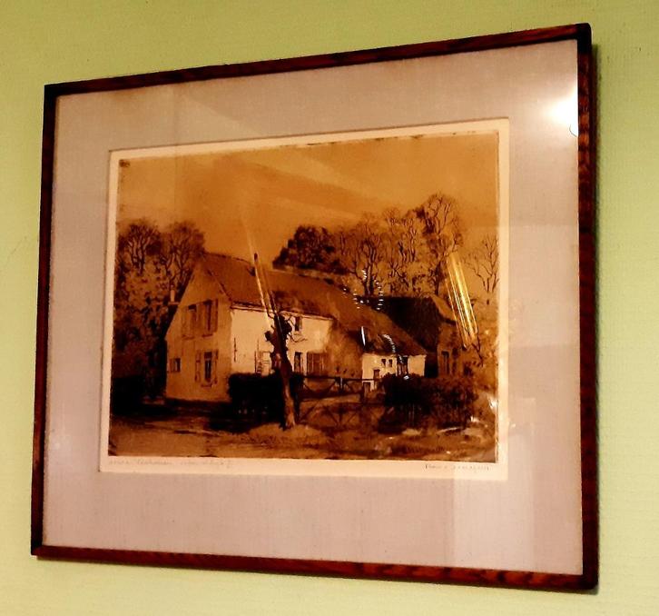 Ets van Malfliet Romain.... Hoeve Verschueren  te Wilrijk., Antiek en Kunst, Kunst | Etsen en Gravures, Ophalen