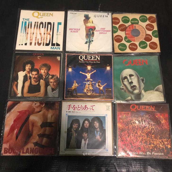 Queen 10 vinyl singels 45'' VG+, CD & DVD, Vinyles | Rock, Comme neuf, Enlèvement ou Envoi