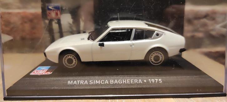 Matra Simca Bagheera 1975 wit 1:43 in vitrinedoosje, Hobby en Vrije tijd, Modelauto's | 1:43, Ophalen of Verzenden