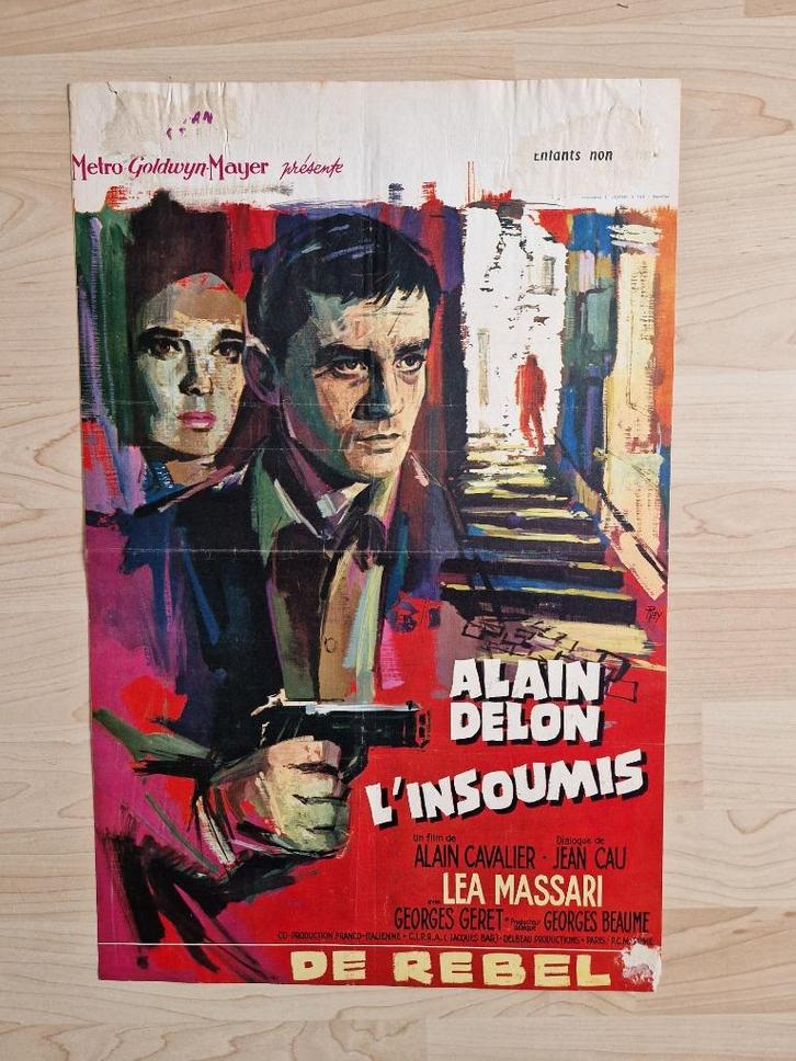 filmaffiche Alain Delon l'insoumis 1964 filmposter, Verzamelen, Posters, Zo goed als nieuw, Film en Tv, A1 t/m A3, Rechthoekig Staand