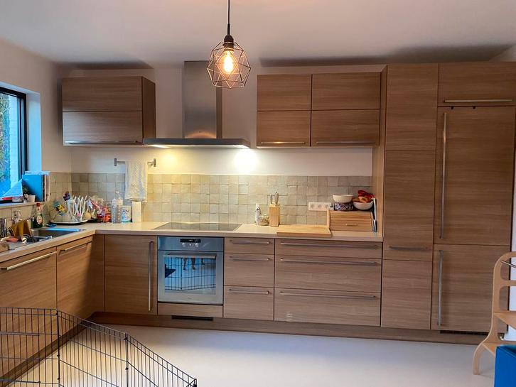 Keuken 4m14 lang, Maison & Meubles, Cuisine | Cuisines complètes, Utilisé, Cuisine à paroi simple, Brun, Synthétique, Enlèvement