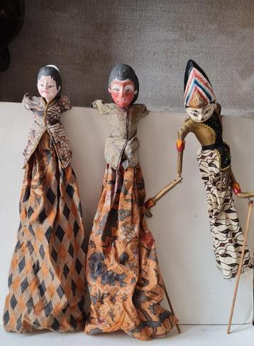 3 UNESCO Wayang Art Golek theater marionette puppets beschikbaar voor biedingen