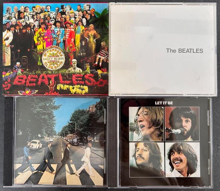 BEATLES - Pepper, White album, Abbey road, Let it be (4 CDs), Cd's en Dvd's, Cd's | Rock, Zo goed als nieuw, Poprock, Verzenden