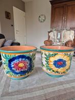 Twee prachtige vintage italiaanse bloempotten, Antiek en Kunst, Curiosa en Brocante, Ophalen