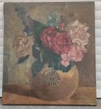 Huile sur toile fleurs signe jean laudy, Antiquités & Art, Enlèvement ou Envoi