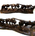Afrikaans decor volkskunstobject beeld met houtsnijwerk 80cm, Antiek en Kunst, Kunst | Beelden en Houtsnijwerken, Ophalen of Verzenden