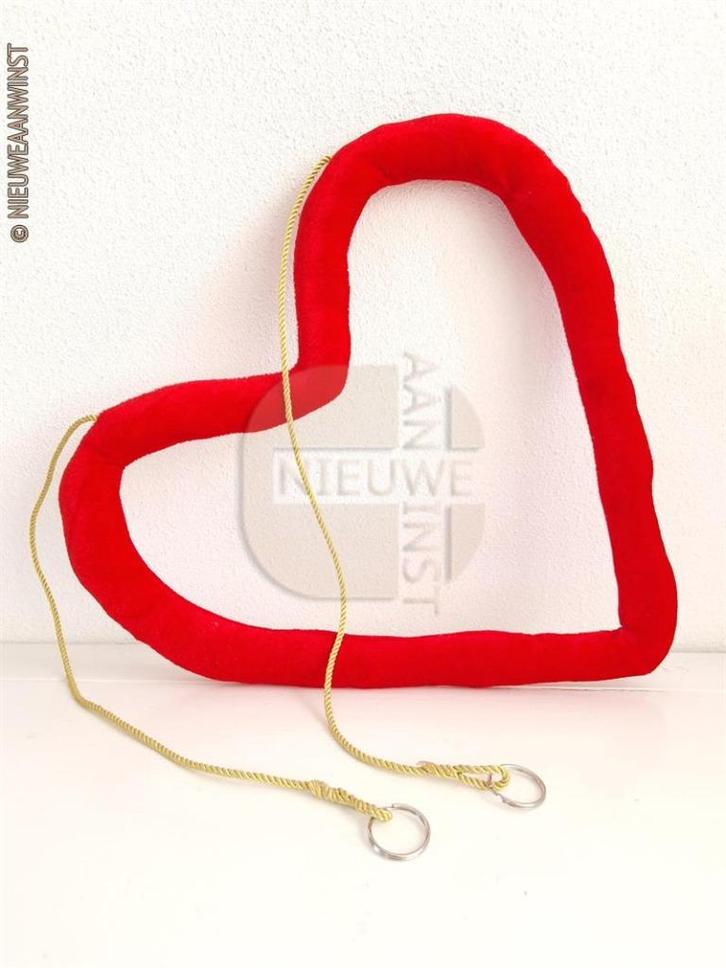 Decoratief fluwelen etalage hart Sinterklaas - rood, 35cm, Diversen, Sinterklaas, Verzenden