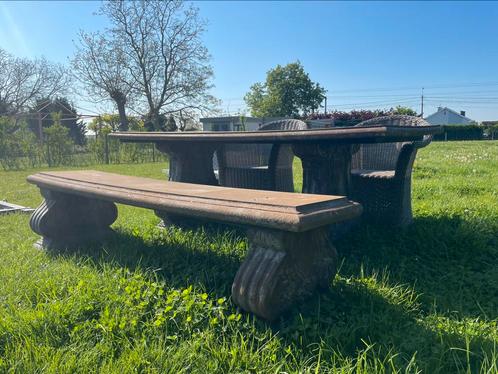 Tuintafel met bank en stoelen, Tuin en Terras, Tuintafels, Zo goed als nieuw, Rechthoekig, Metaal, Ophalen