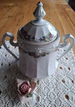 Zeer grote Franse brocante suikerpot met bloemetjes, Antiek en Kunst, Curiosa en Brocante, Ophalen of Verzenden