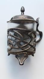 art nouveau glazen potje met metalen deksel, Antiek en Kunst, Ophalen