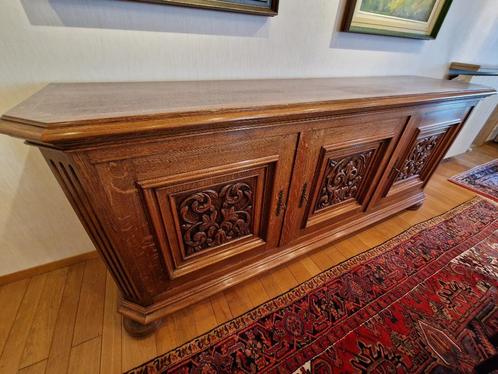 Lange buffetkast in kwaliteitsvol eik, Huis en Inrichting, Kasten | Buffetkasten, Gebruikt, Minder dan 100 cm, 200 cm of meer