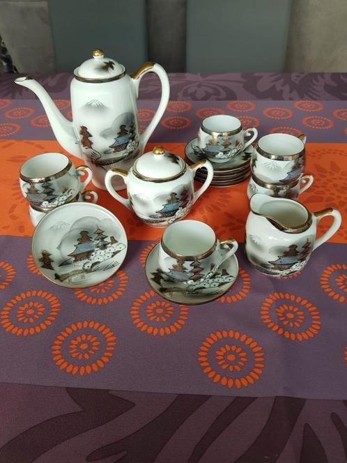 Hayasi Kutani theeservies, Huis en Inrichting, Keuken | Servies, Zo goed als nieuw, Kop(pen) en/of Schotel(s), Overige stijlen