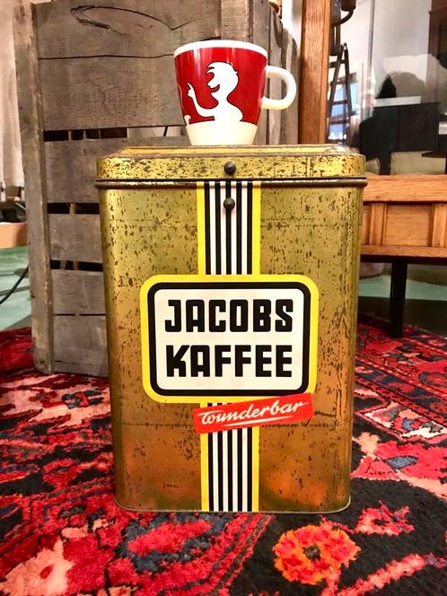 Ancienne boîte à café JACOBS KAFFEE, Collections, Boîte en métal, Utilisé, Biscuits, Autres marques, Enlèvement ou Envoi