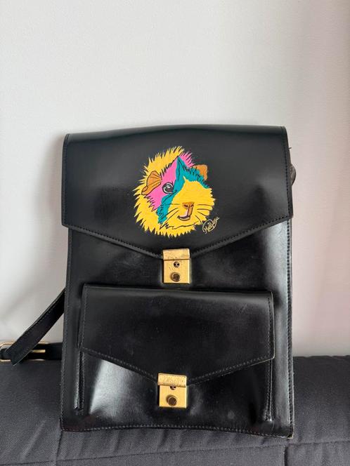 Unieke leren vintage tas met cavia, Handtassen en Accessoires, Tassen | Rugtassen, Gebruikt, Ophalen of Verzenden