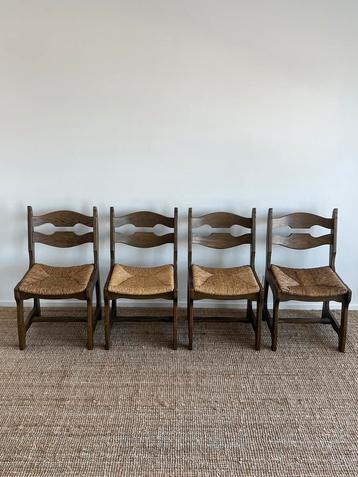 Zeldzame houten brutalist stoelen, set van 4 beschikbaar voor biedingen