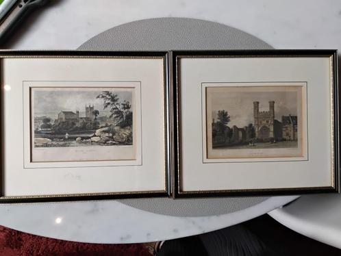 2 Antieke Engelse Gravures 1830, Antiek en Kunst, Kunst | Etsen en Gravures, Ophalen of Verzenden