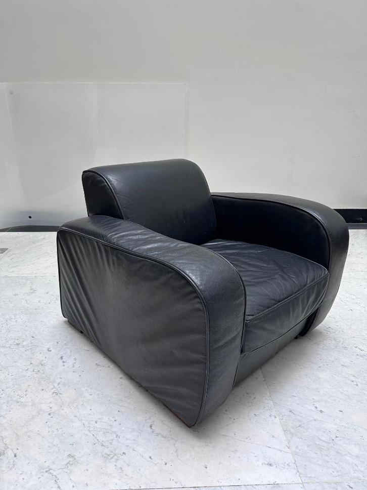 Zwart leren fauteuil – gratis af te halen, Huis en Inrichting, Fauteuils, Gebruikt, Leer, 75 tot 100 cm, 75 tot 100 cm, Ophalen