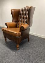 Fauteuil Chesterfield '' Wingback '' en cuir brun robuste, Enlèvement