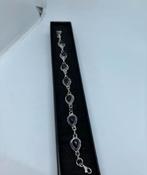 Zilveren Armband met Echte Amethisten, Handtassen en Accessoires, Armbanden, Verzenden, Zilver, Zilver, Met edelsteen