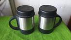 2 mugs isotherme  en inox avec couvercle et fond anti-glisse, Caravans en Kamperen, Zo goed als nieuw