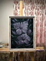 Bloemen op een zwarte achtergrond, Antiek en Kunst, Kunst | Schilderijen | Klassiek, Ophalen of Verzenden