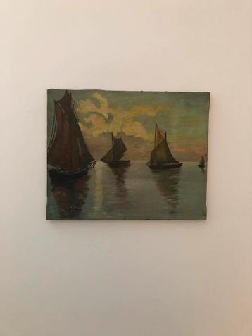 KUNST SCHILDERIJ OLIE OP DOEK VAN ASSCHE ZEE BOTEN