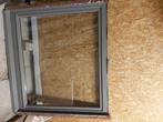 Raam hout kwartsgrijs, 120 à 160 cm, Fenêtre de façade ou Vitre, Utilisé, Enlèvement ou Envoi