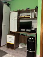 Stevig bureau met kast en opbergruimte (pc niet inbegrepen), Enlèvement, Comme neuf, Bureau