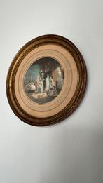 Ancien cadre ovale avec gravure, Antiquités & Art
