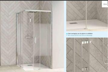 Douchewand en Deur - 90x90 cm, 8mm Glas met Zwart Profiel beschikbaar voor biedingen