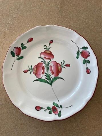 OUD Sierbord Frans Strasbourg Diameter 22.5 cm Bloemmotief  beschikbaar voor biedingen