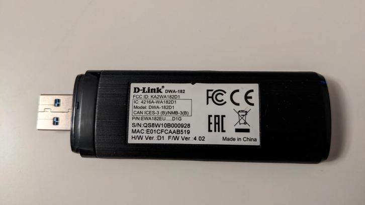 D-Link | AC1300 dual-band USB-adapter - DWA-182, Computers en Software, Netwerkkaarten, Gebruikt, Extern, Ophalen of Verzenden