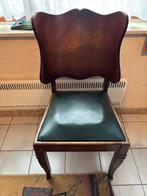 STOELEN - VINTAGE - hout/  zitting uit groene skai -6 stuk, Ophalen, Gebruikt, Hout