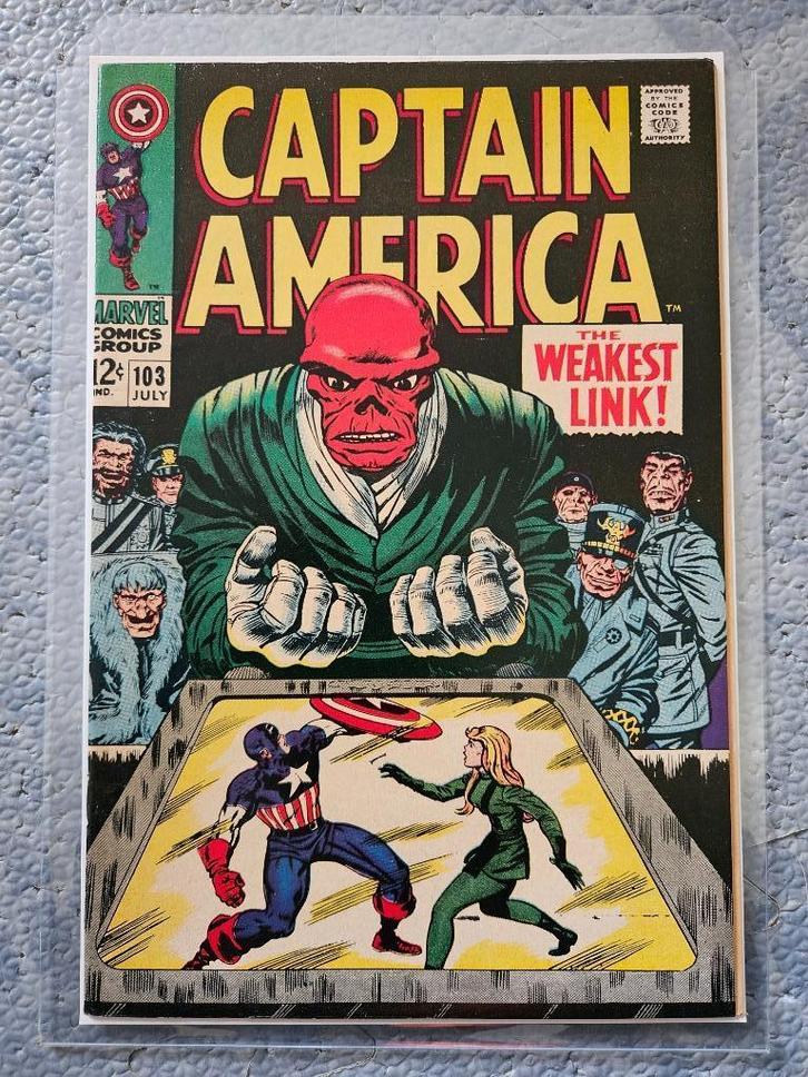 Captain America (vol.1) #103 (1968) Red Skull, Boeken, Strips | Comics, Gelezen, Eén comic, Ophalen of Verzenden