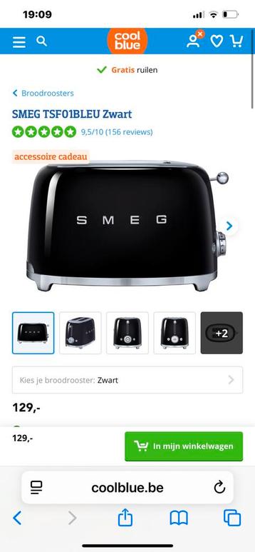 Smeg toaster zwart, Enlèvement, Comme neuf