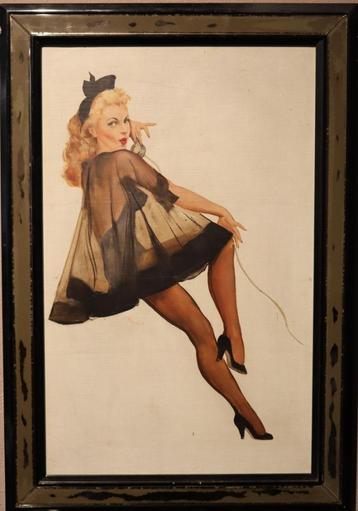 Olieverfschilderij van een pin-up beschikbaar voor biedingen