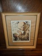 Prachtige ets van M LANGASKENS (Gent 1884- Schaarbeek 1946), Antiek en Kunst, Kunst | Etsen en Gravures, Ophalen of Verzenden