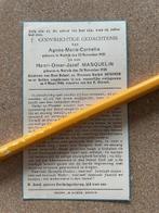 OORLOG 40-45 WERVIK 2 Kinderen omgekomen 4/3/1944 MASQUELIN, Verzamelen, Bidprentjes en Rouwkaarten, Ophalen of Verzenden, Bidprentje