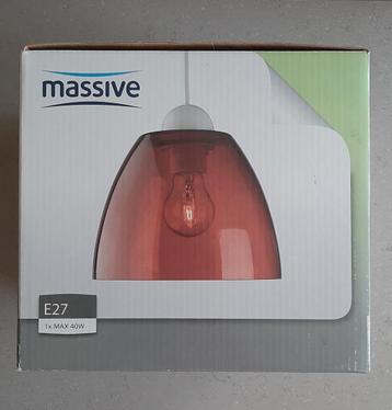 Lampe suspendue Massive avec abat-jour en verre rouge