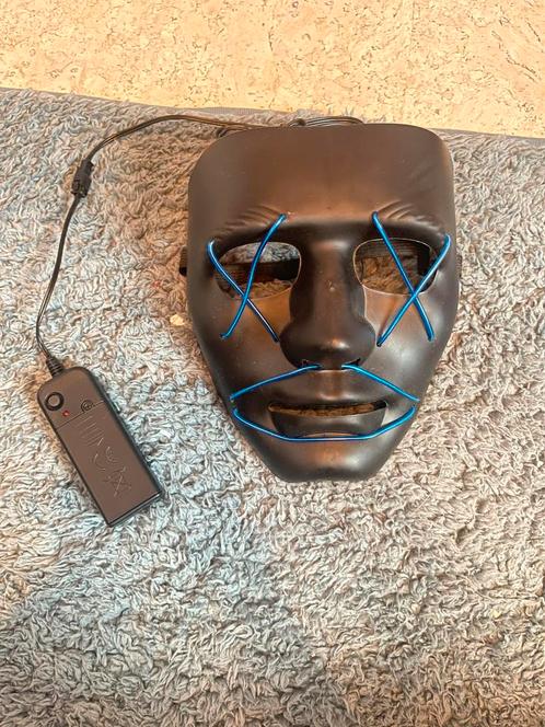 Lichtgevend masker, Kleding | Heren, Carnavalskleding en Feestkleding, Zo goed als nieuw, Accessoires, Overige maten, Ophalen