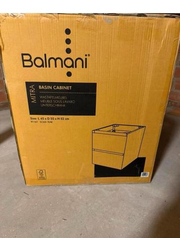 Balmani Zwevende wastafelonderkast 45x55 cm, 2 lades, teak, Ophalen, Nieuw