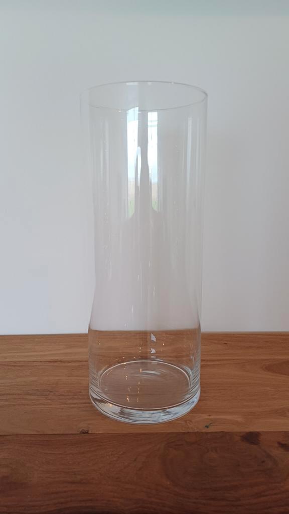 Mooie cilindrische hoge vaas 35 cm, Huis en Inrichting, Woonaccessoires | Vazen, Glas, Ophalen