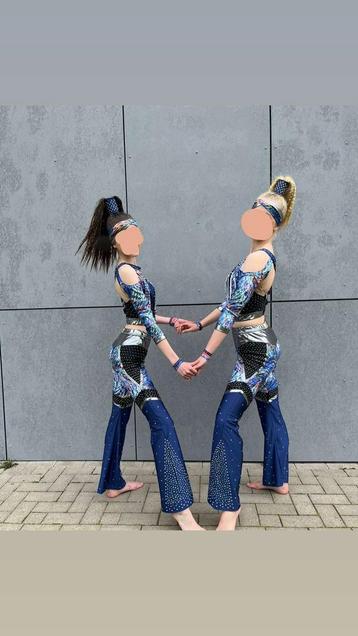 Discopakken dans duo blauw met glinsterende steentjes