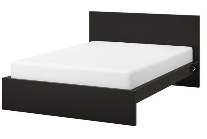 Bed Malm zwart Ikea 160x200, Huis en Inrichting, Slaapkamer | Bedden, Zo goed als nieuw, Tweepersoons, 160 cm, 200 cm, Hout, Zwart