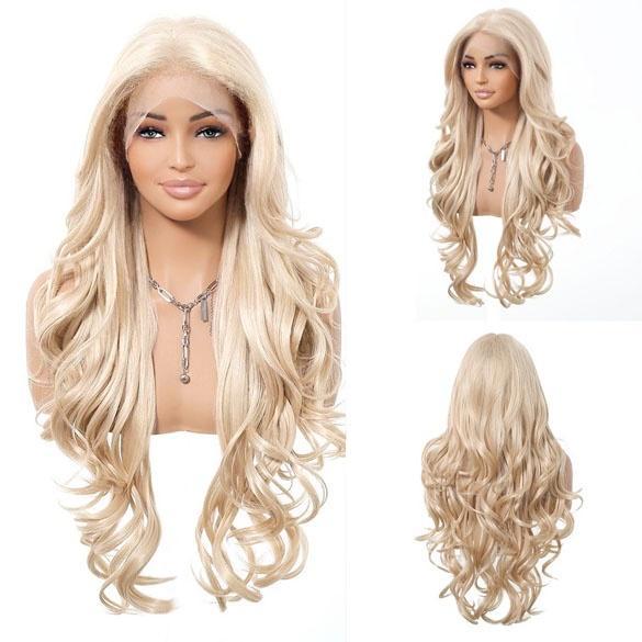 Mono top swiss lace pruik lang roomblond haar model Blake, Handtassen en Accessoires, Uiterlijk | Haarverzorging, Nieuw, Verzenden