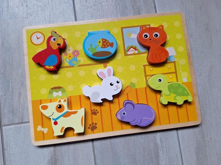 ✪ Houten inlegpuzzel, Kinderen en Baby's, Speelgoed | Kinderpuzzels, Zo goed als nieuw, Minder dan 10 stukjes, Van hout, Ophalen of Verzenden