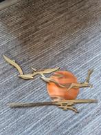Vintage messing vogels met zonsondergang, Antiek en Kunst, Ophalen